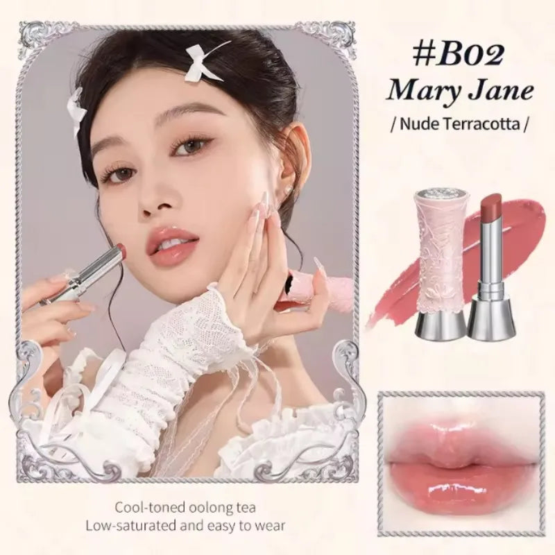 Flower Knows Swan Ballet Series Shine Mirror Lipstick B02 Mary Jane Vegan Profesional Lipgloss Moisturizing Korean Lip Stick