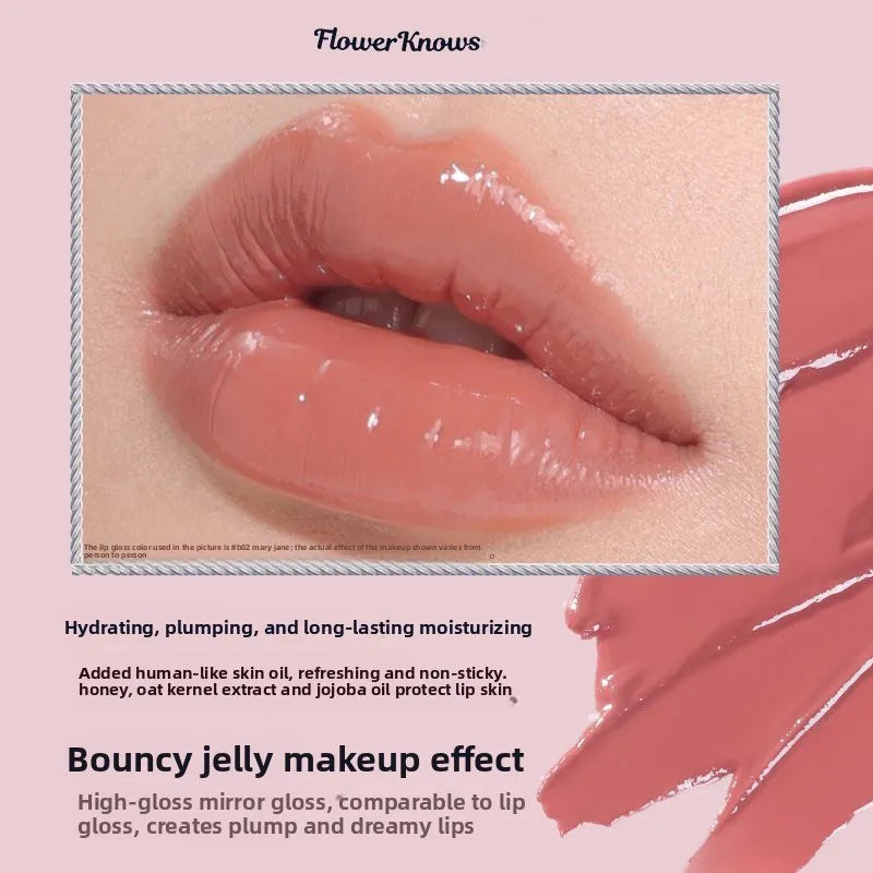 Flower Knows Swan Ballet Series Shine Mirror Lipstick B02 Mary Jane Vegan Profesional Lipgloss Moisturizing Korean Lip Stick